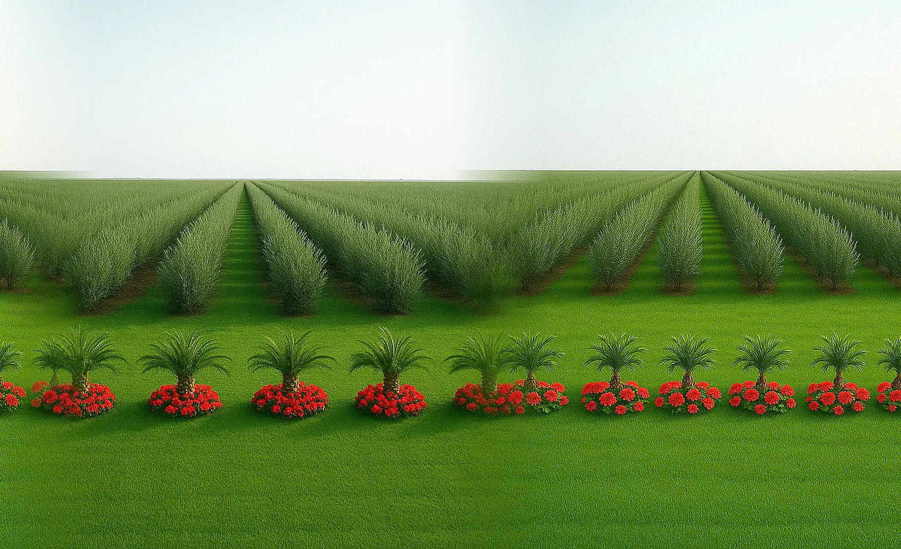Verger d'oliviers en conduite super-intensive — Domaine Washingtonia